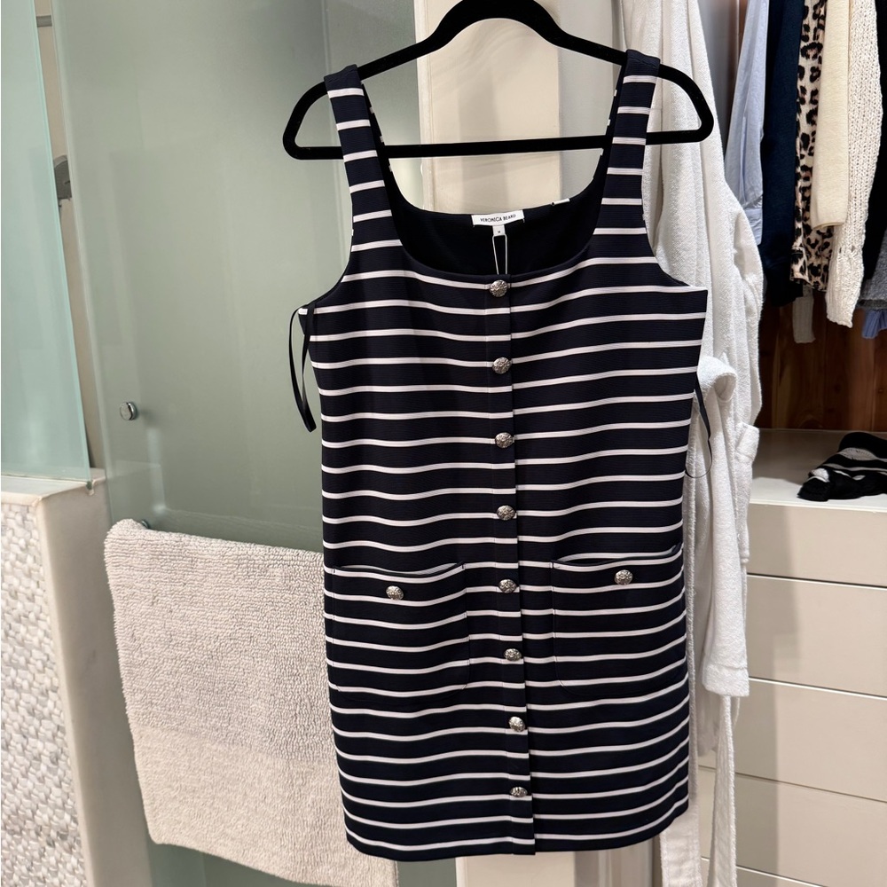Veronica Beard Navy and White Striped Mini Dress